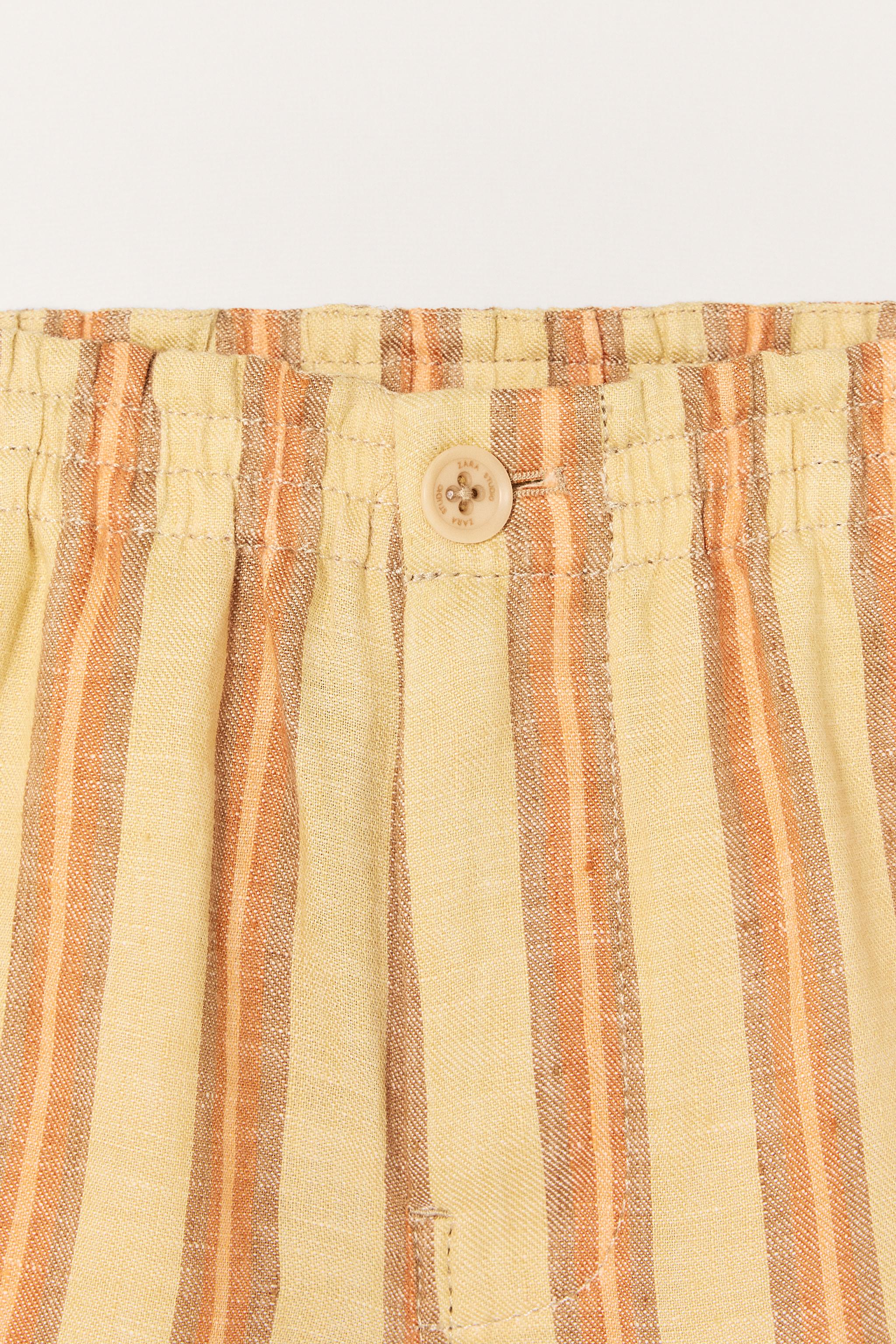 STRIPED 100% LINEN SHORTS LIMITED EDITION